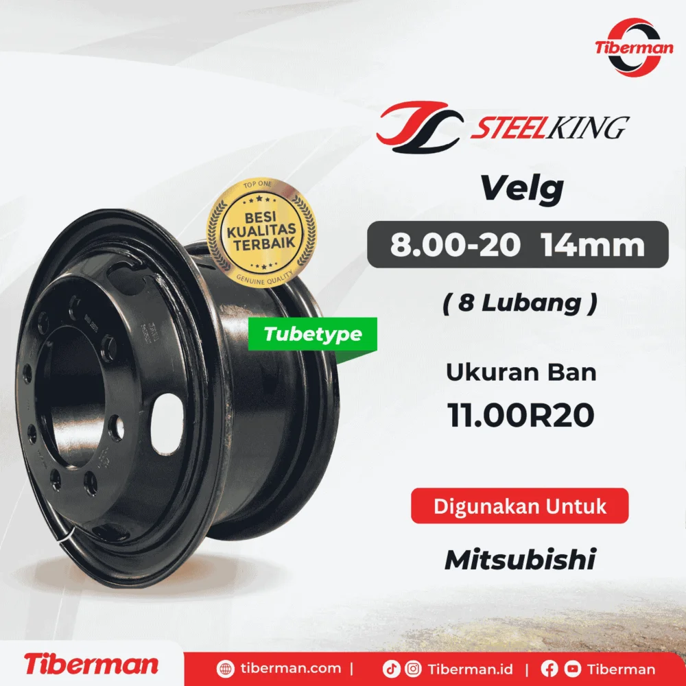Velg SteelKing 11.00R20 8.00-20 (10 Lubang) 14mm Tubetype
