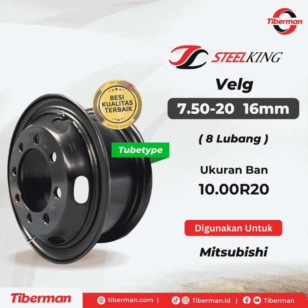 Velg SteelKing 10.00R20 7.50-20 (8 Lubang) 16mm Tubetype