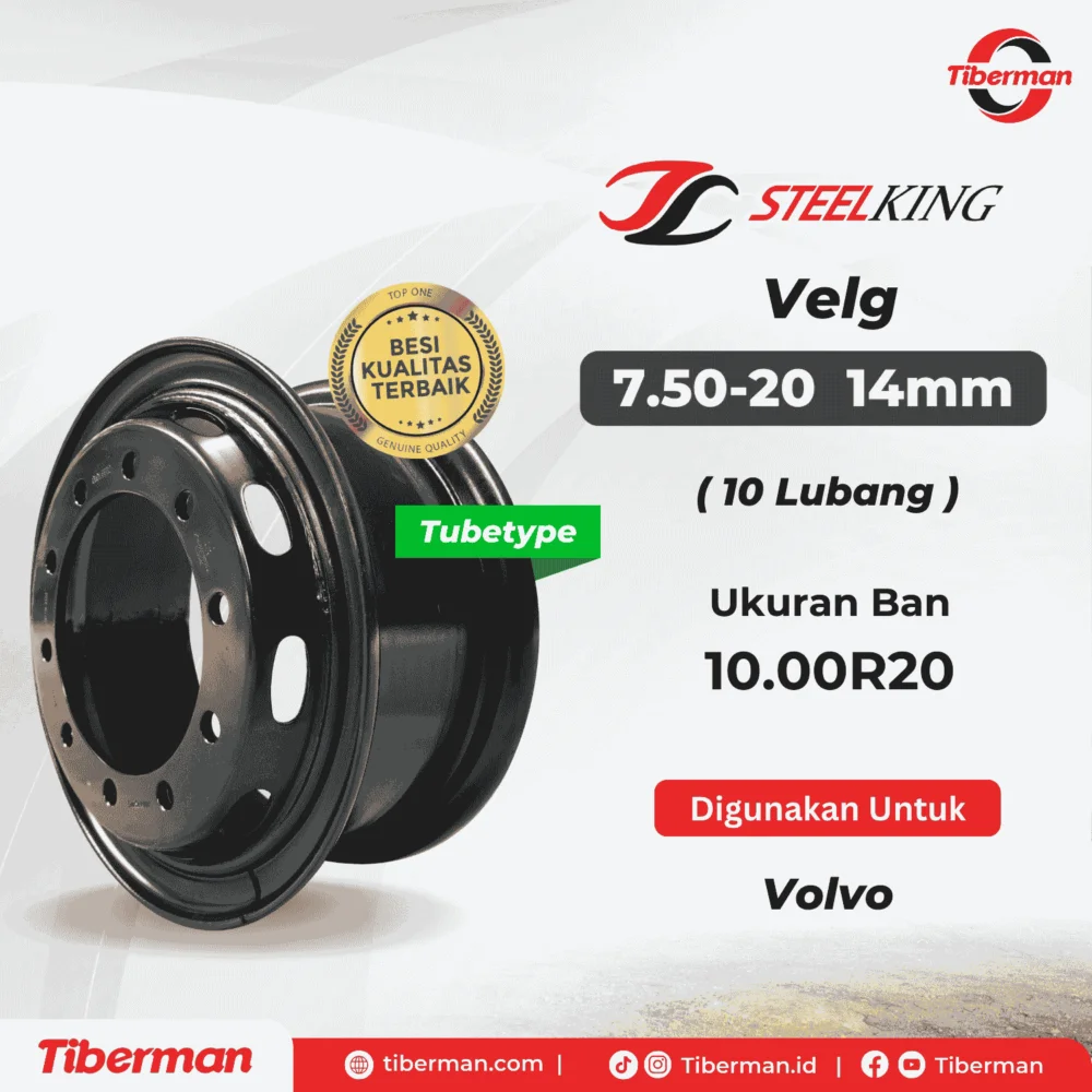 Velg SteelKing 10.00R20 7.50-20 (10 Lubang) 14mm Tubetype