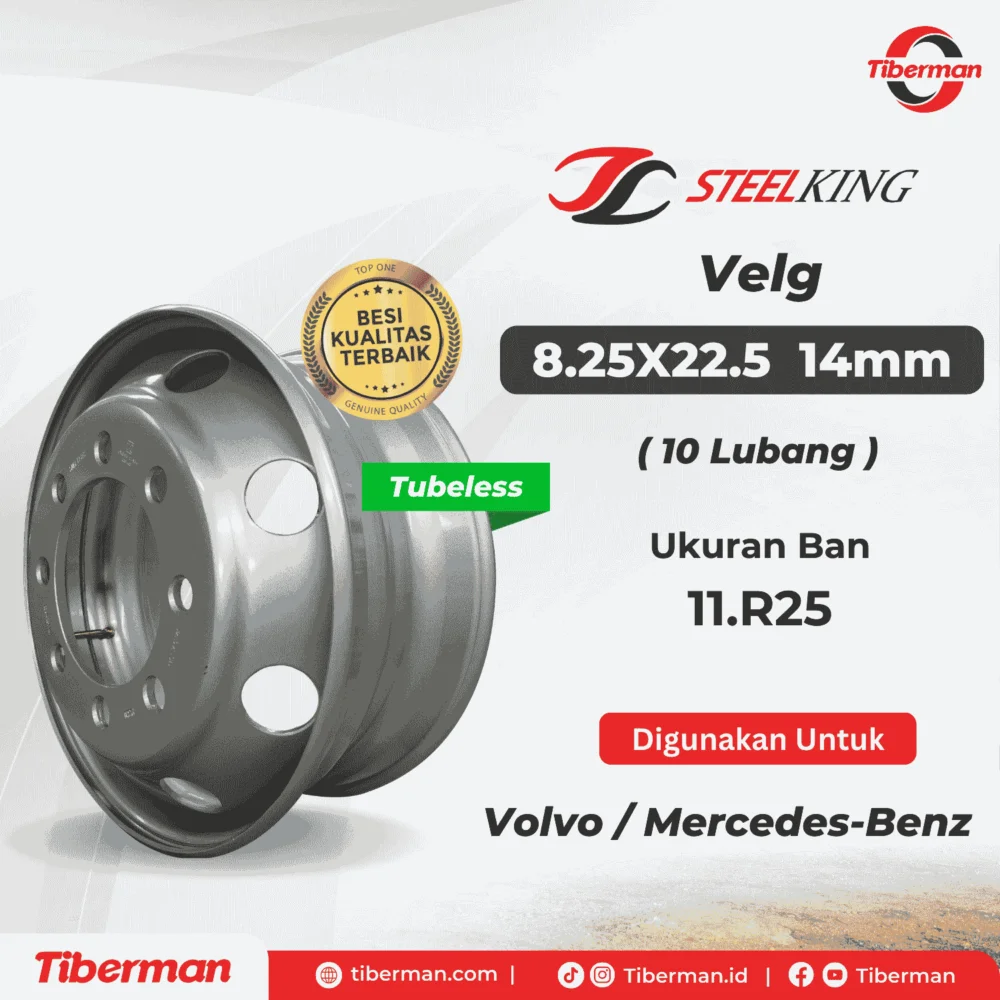 Velg SteelKing 11R22.5 8.25x22.5 (10 Lubang) 14mm Tubebless