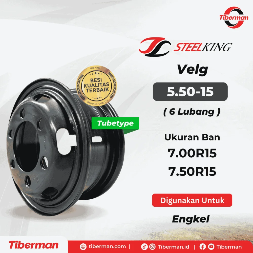 Velg SteelKing 7.00R15/7.50R15 5.50-15 (6 Lubang) Tubetype