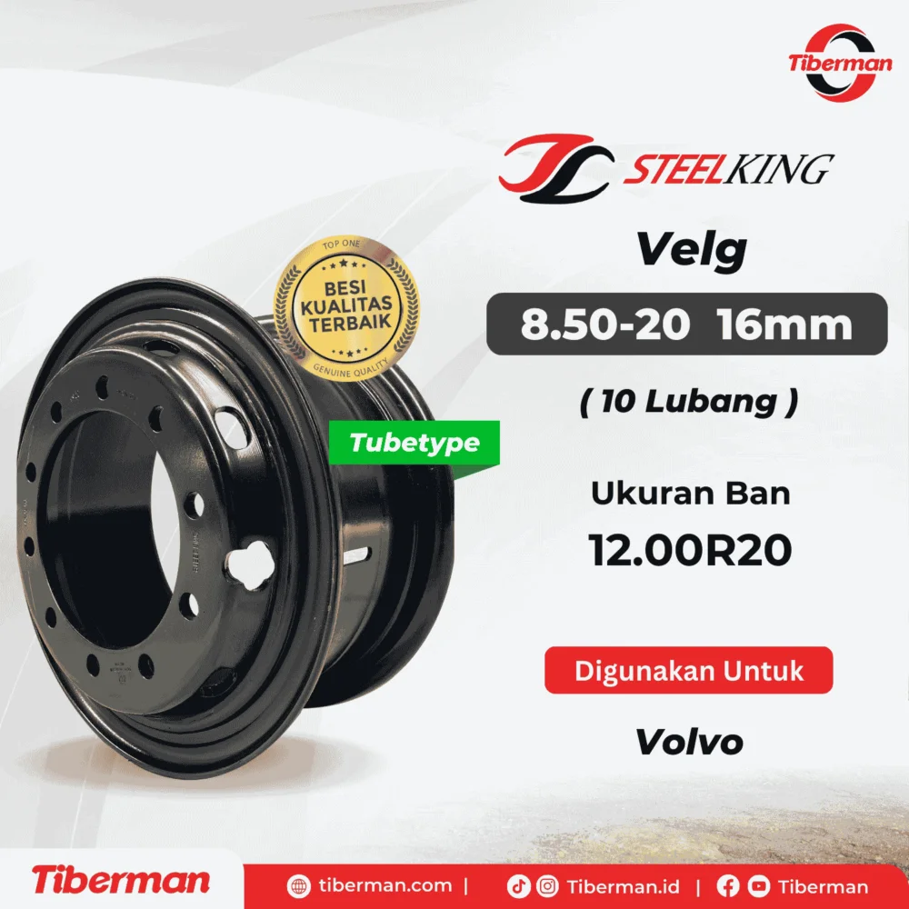 Velg SteelKing 12.00R20 8.50-20 (10 Lubang) 16mm Tubetype