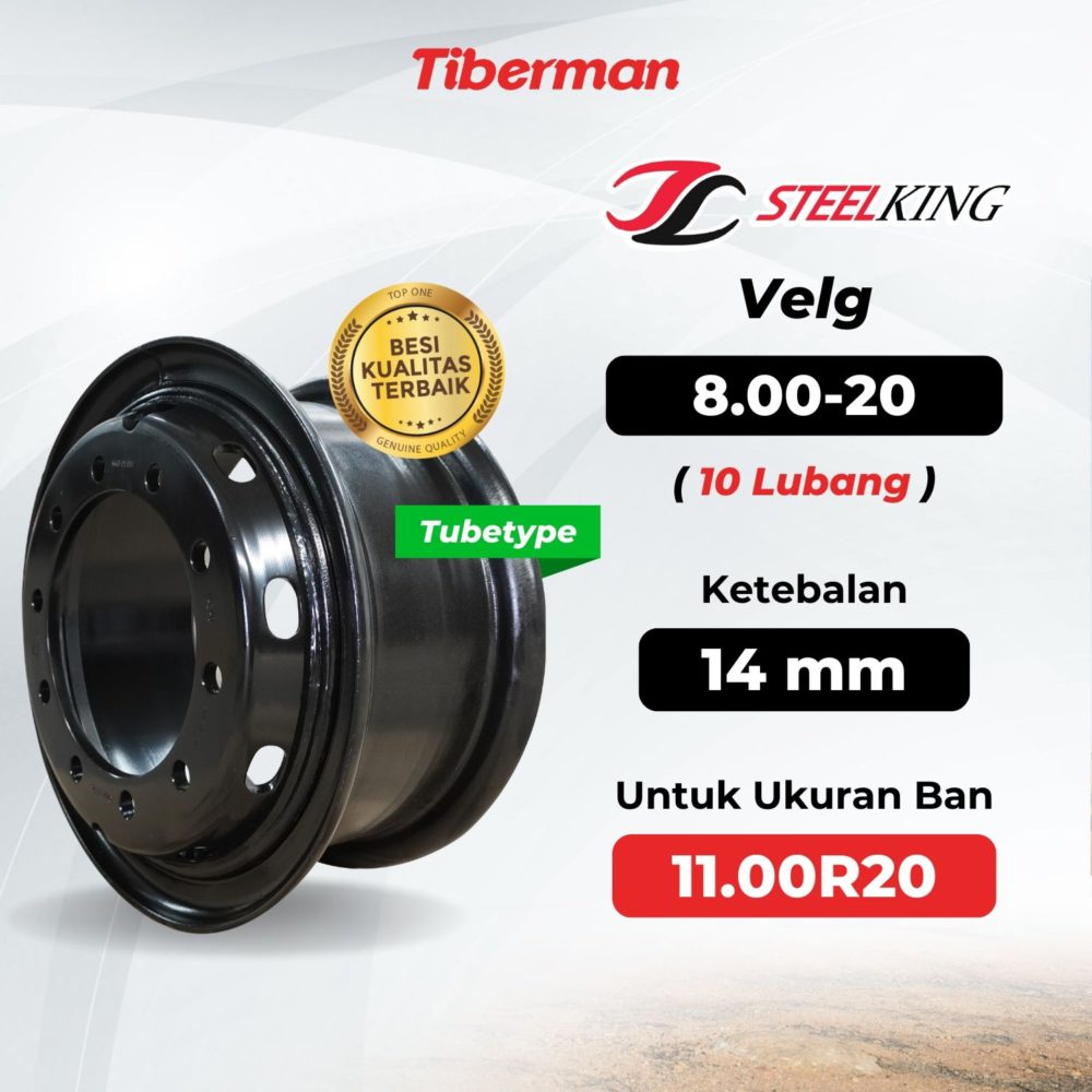 Velg SteelKing 11.00R20 8.00-20 (10 Lubang) 14mm Tubetype