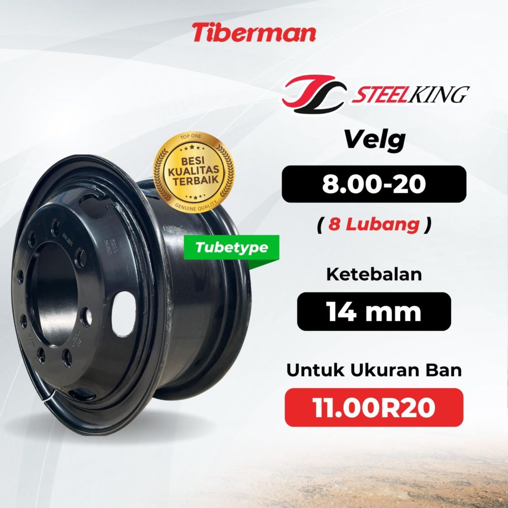 Velg SteelKing 11.00R20 8.00-20 (8 Lubang) 14mm Tubetype