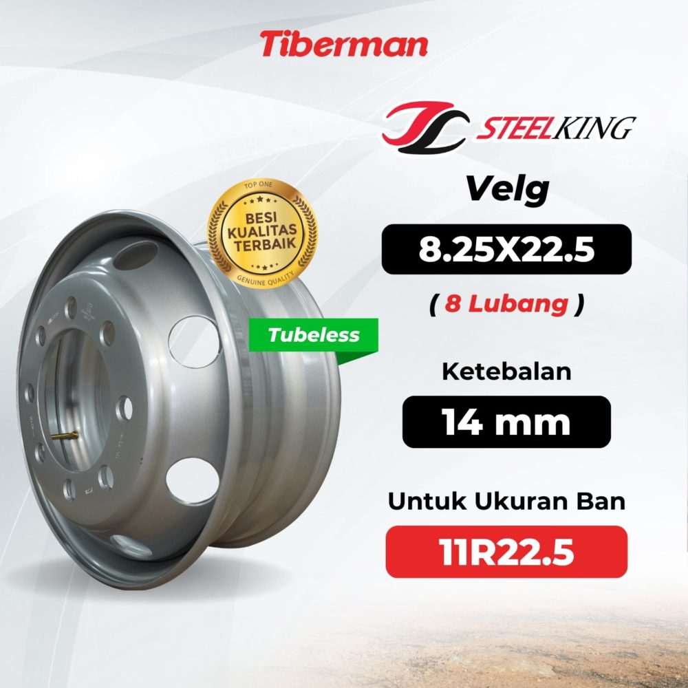 Velg SteelKing 11R22.5 8.25x22.5 (8 Lubang) 14mm Tubeless
