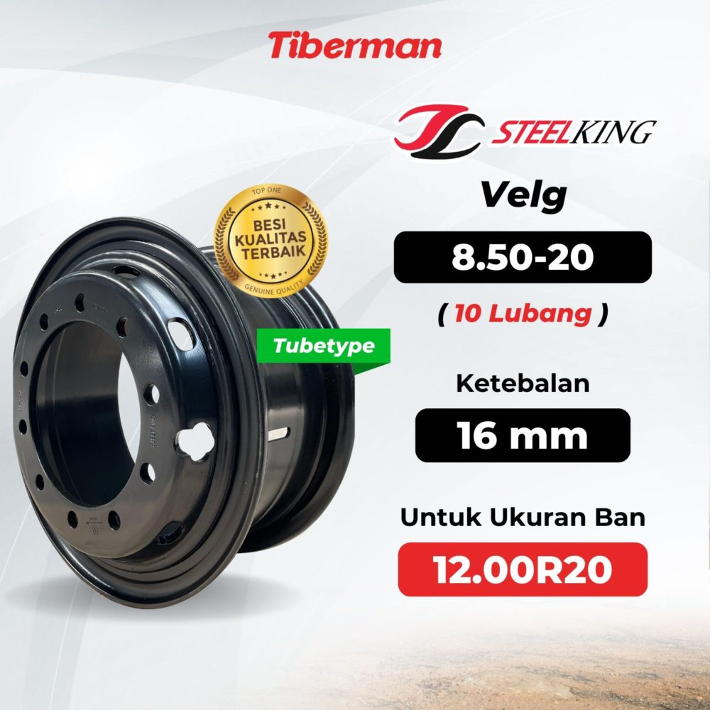 Velg SteelKing 12.00R20 8.50-20 (10 Lubang) 16mm Tubetype