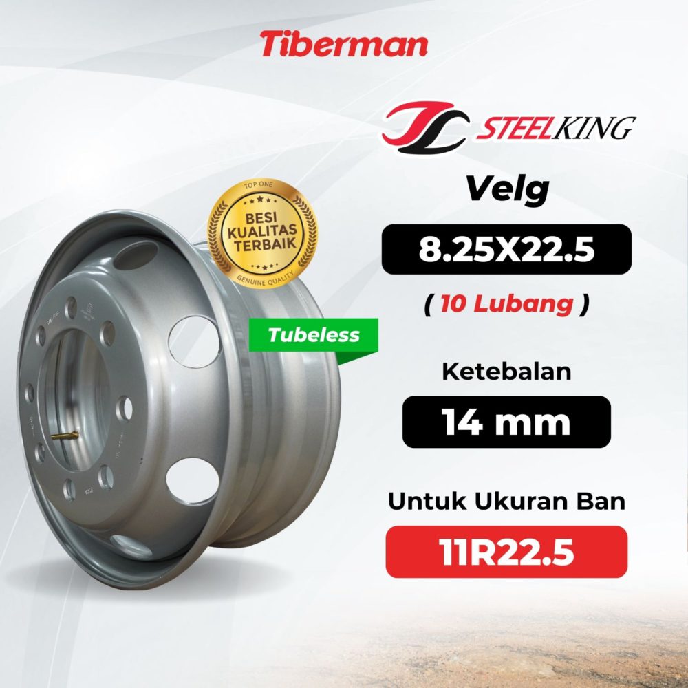 Velg SteelKing 11R22.5 8.25x22.5 (10 Lubang) 14mm Tubebless